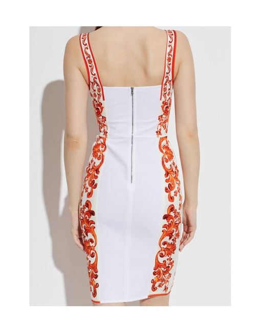 Dolce & Gabbana Red Majolica Printed Midi Dress