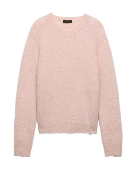 Prada Pink Long Sleeved Crewneck Jumper for men