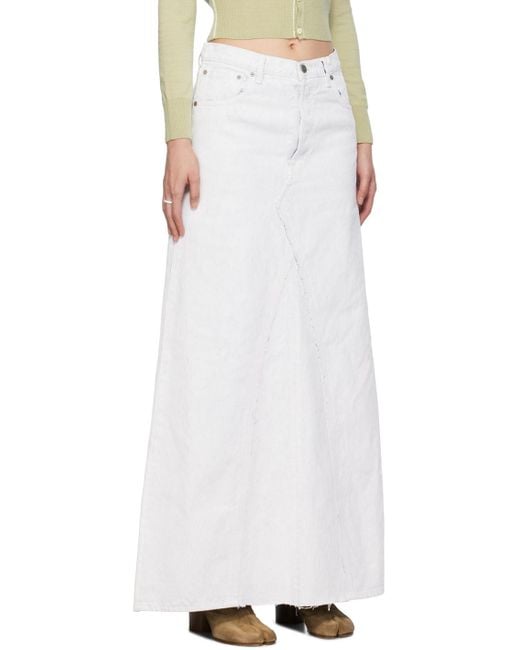 Maison Margiela White Raw-Cut Hem Midi Skirt