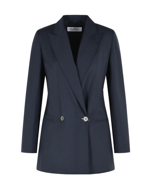 Max Mara Blue Double-Breasted Suit Jacket