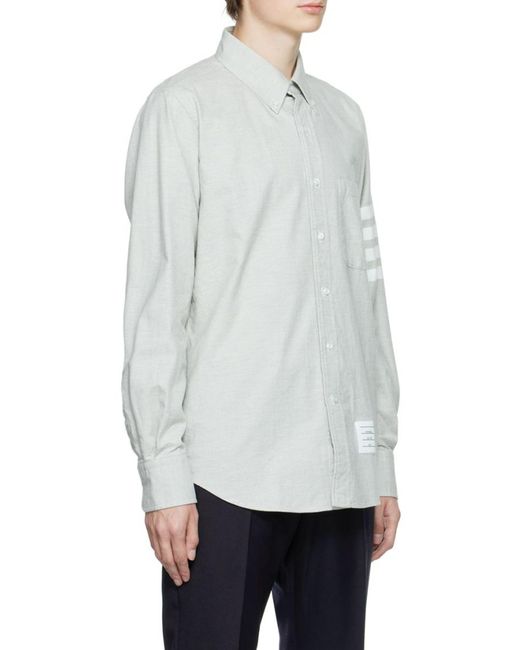 Thom Browne White Flannel-Bar Straight Fit Shirt for men