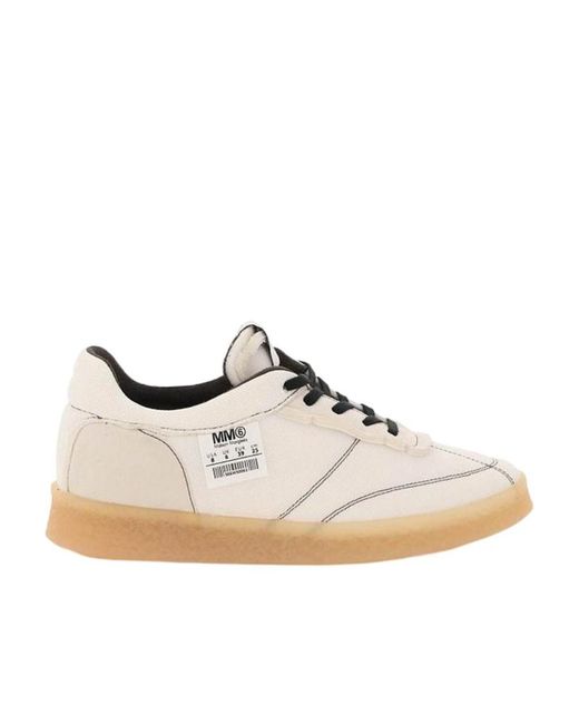 MM6 by Maison Margiela White Logo-Patch Lace-Up Sneakers