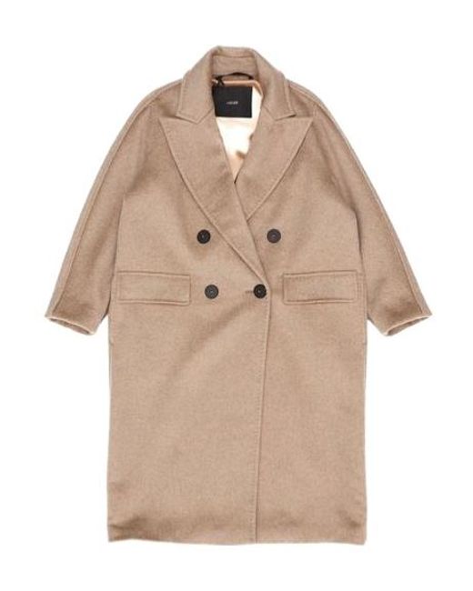 Max Mara Natural Angus Double-Breasted Oversized Coat