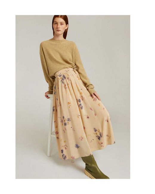Loro Piana Natural Printed Midi Skirt