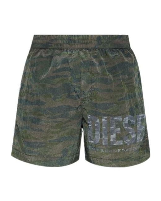 DIESEL Green Rio-41-Utlt Logo Printed Swim Shorts for men