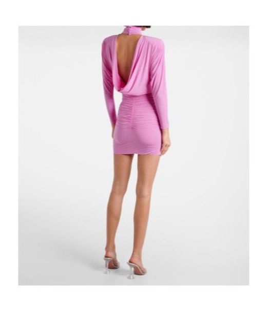 Alex Perry Pink Draped Jersey Minidress