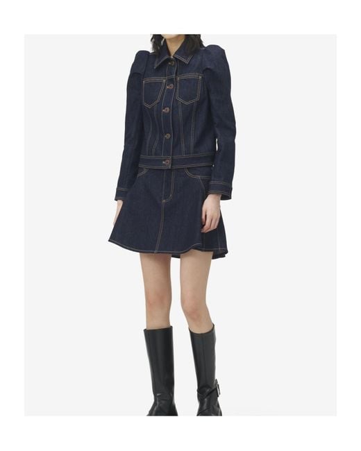 Alexander McQueen Blue Pinched Shoulder Denim Jacket