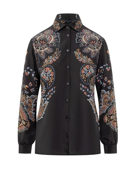 Etro Black Paisley-Printed Long-Sleeved Shirt