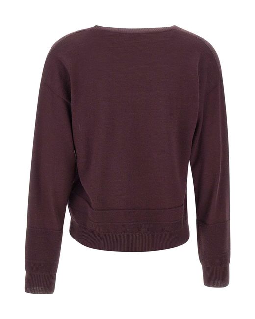 Eleventy Purple V-Neck Ribbed Knitwear