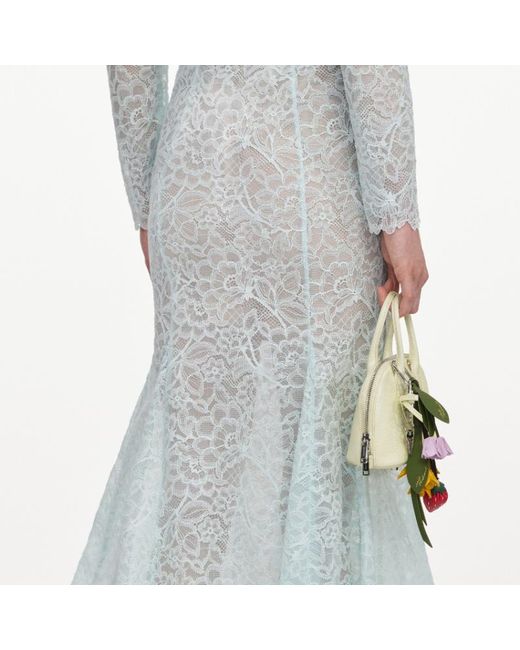 Self-Portrait Blue Mint Lace Midi Skirt