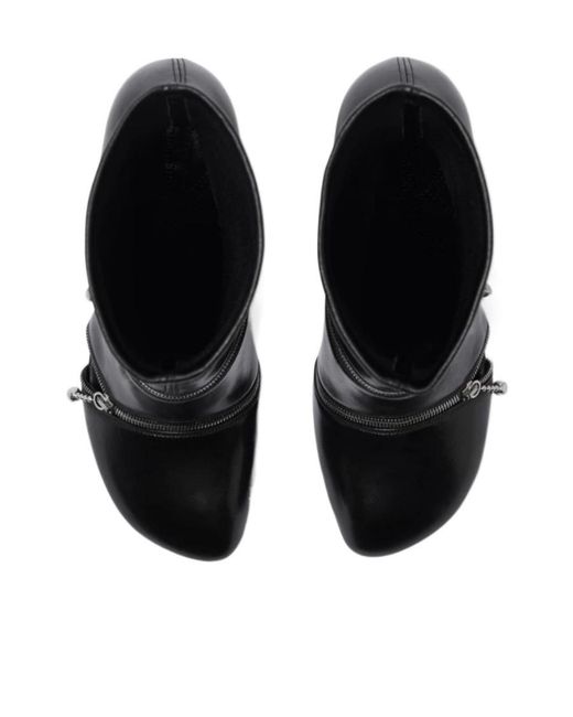 Burberry Black Sleek Leather Ankle Boots For