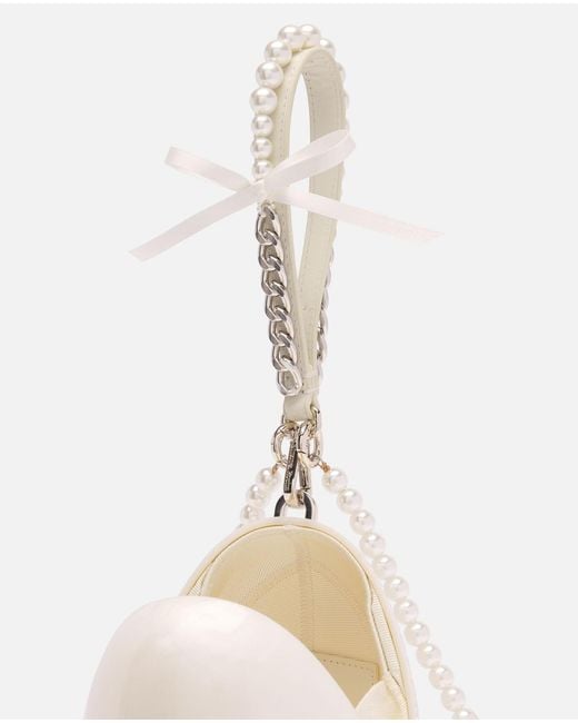 Simone Rocha White Embellished Chain-Detail Egg Bag