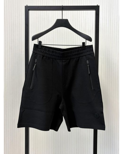 Moncler Black Interlock Cotton Blend Shorts for men