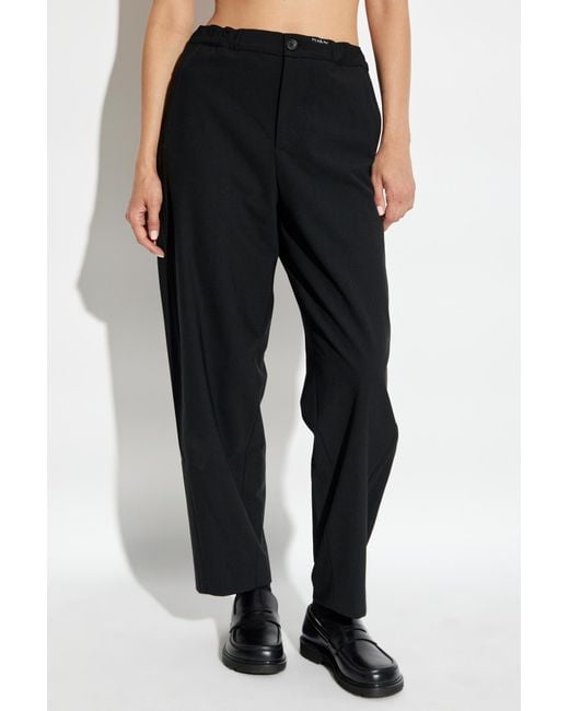 Marni Black Logo Embroidered Straight-Leg Trousers