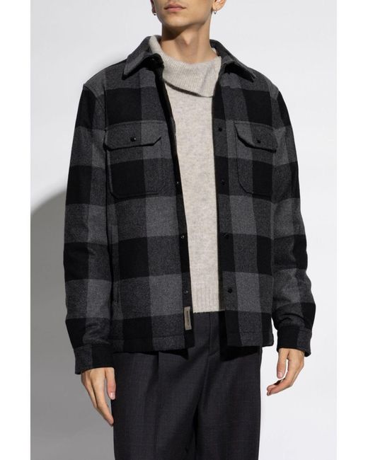 Woolrich Black Check-Pattern Wool Shirt for men