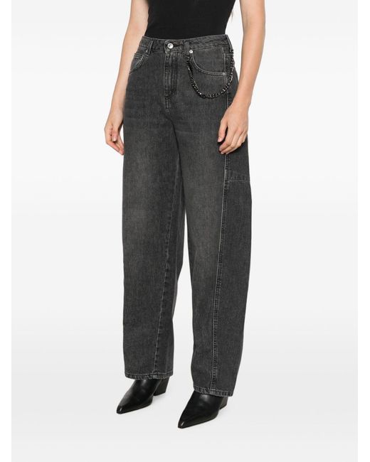 ERMANNO FIRENZE Gray Chain-Detail Denim Trousers