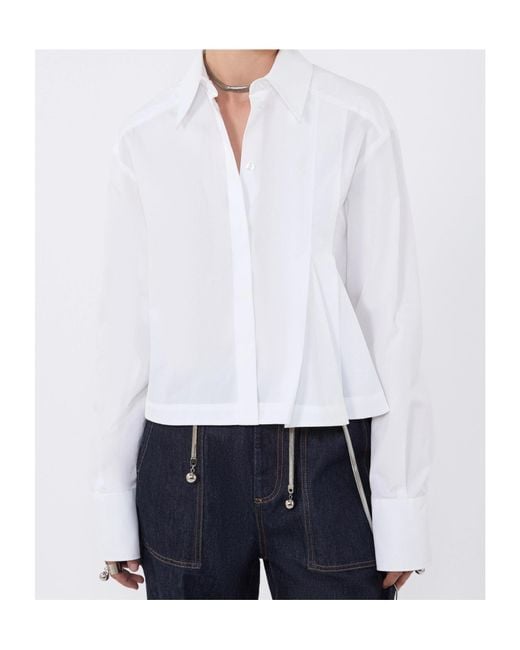 Sportmax White Certo Cropped Poplin Shirt