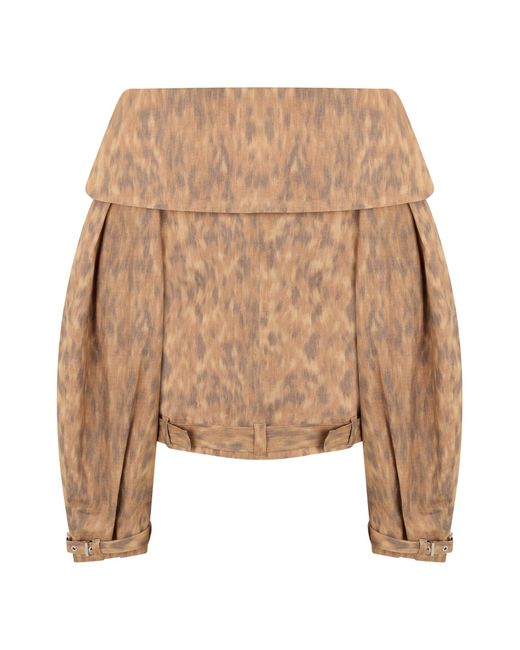 Ganni Natural Animalier Belted Trench Coat