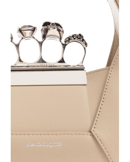 McQueen Natural The Jewelled Hobo Mini Tote Bag