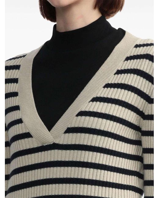 A.P.C. White Striped Ribbed-Knit Jumper