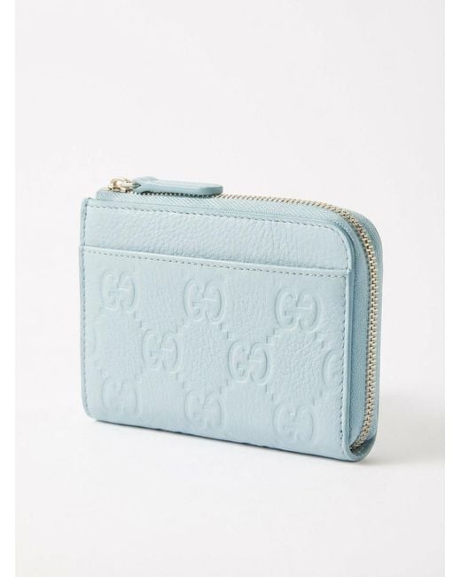 Gucci Blue Gg Emblem Zip Card Case