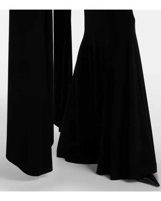 Norma Kamali Black Draped Off-Shoulder Jersey Gown