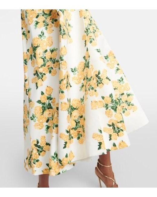 Emilia Wickstead Metallic Gabby Floral Taffeta Faille Midi Dress