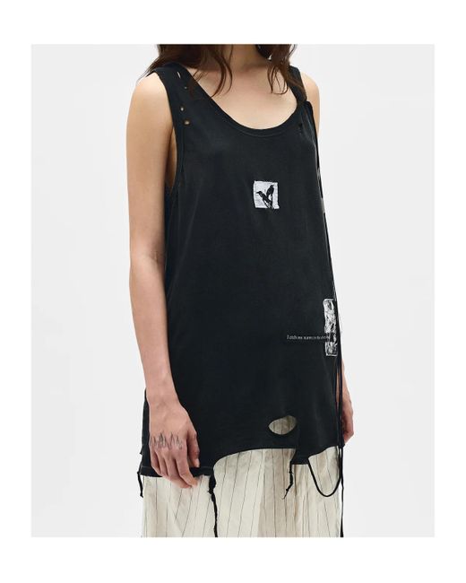 Ann Demeulemeester Black Zina Standard Tank Top With Printed Patch