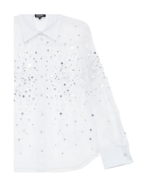 retroféte White Retrofete Embellished Sheer Shirt