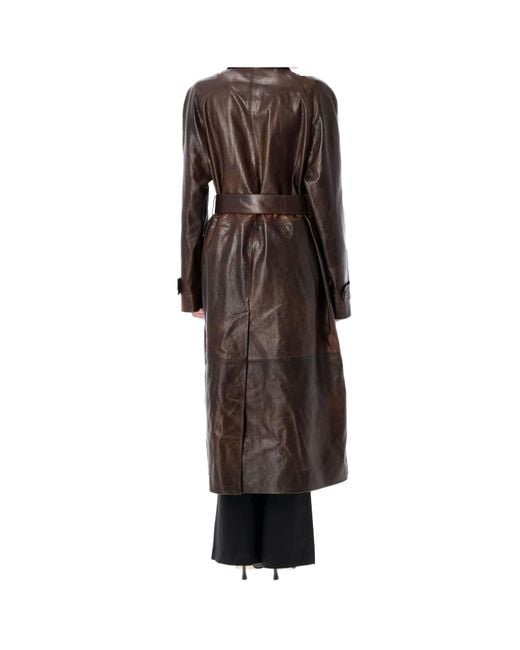 Magda Butrym Brown Belted Leather Coat