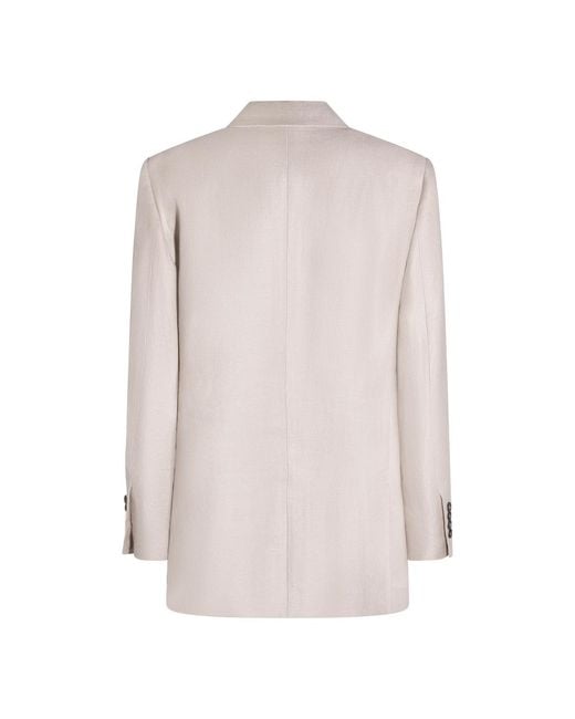 Brunello Cucinelli Natural Single-Breasted Tailored Blazer