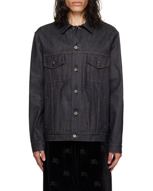 Burberry Black Logo-Patch Denim Jacket for men