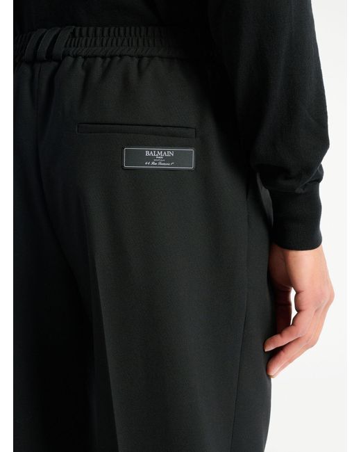 Balmain Black Wool Trousers With Elasticated Waist for men