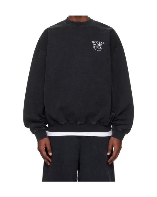 Vetements Black 'Global Mf' Long-Sleeve Crew Neck Sweatshirt for men