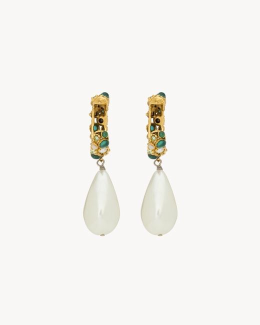 Saint Laurent White Pendant Earrings