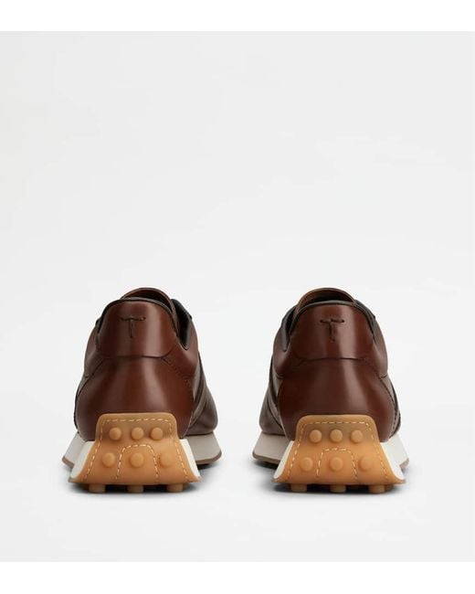 Tod's Brown Leather Lace-Up Sneakers for men