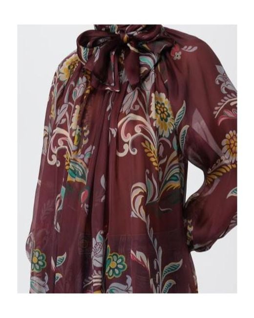 Etro Red Daffodil Motif Blouse