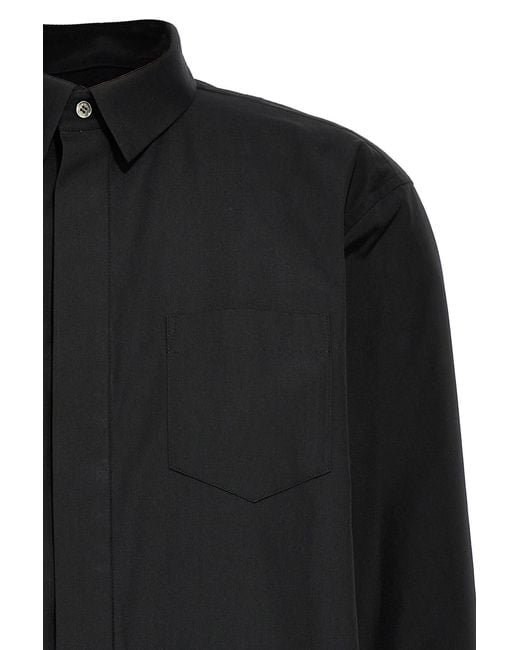 Sacai Black Poplin Long Sleeved Shirt