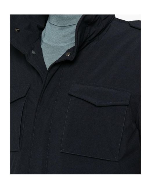 Herno Blue Multi-Pocket Coats for men