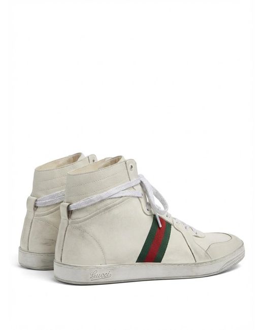 Gucci White Stretch High-Top Trainer, Uk for men