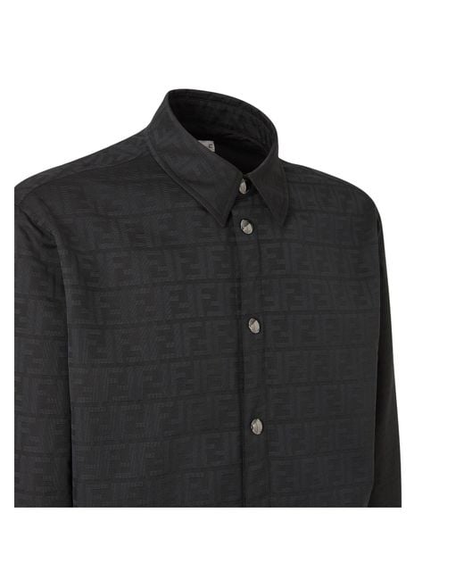 Fendi Black Ff Zucca Jacquard Nylon Blouson for men