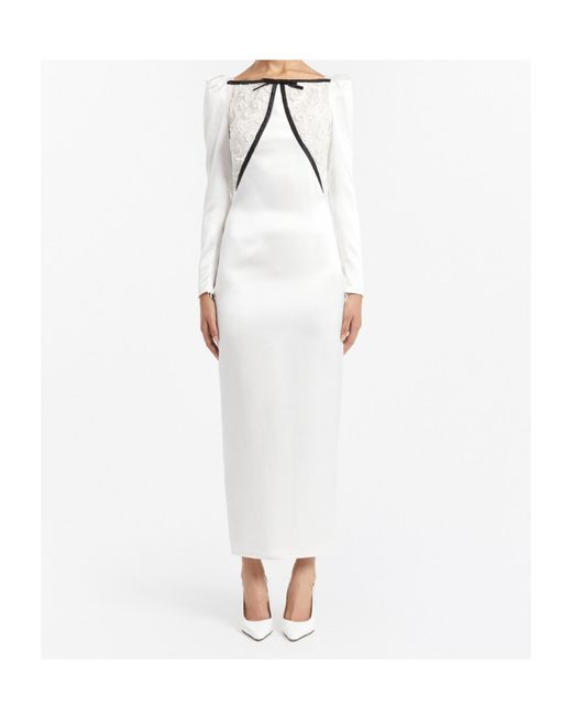 Alessandra Rich White Satin Evening Dress