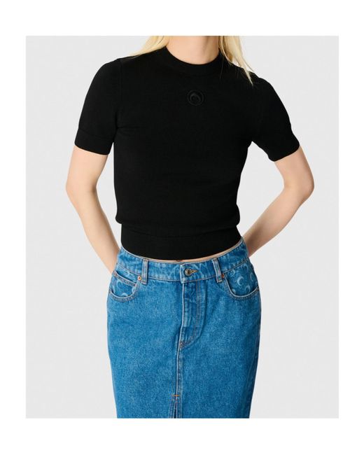 MARINE SERRE Black Crew Neck Sweater