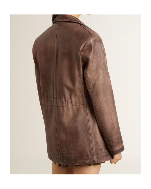 Golden Goose Deluxe Brand Brown Single Breasted Leather Jacket