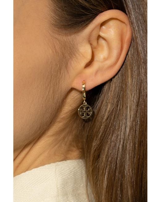Tory Burch Metallic Miller Huggie Hoop Earrings