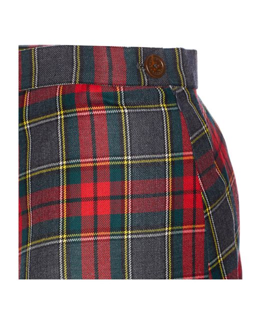 Vivienne Westwood Red Checked Asymmetric Midi Skirt