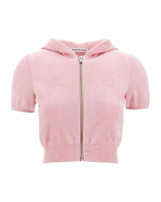 Alexander Wang Pink Logo-Embossed Hoodie