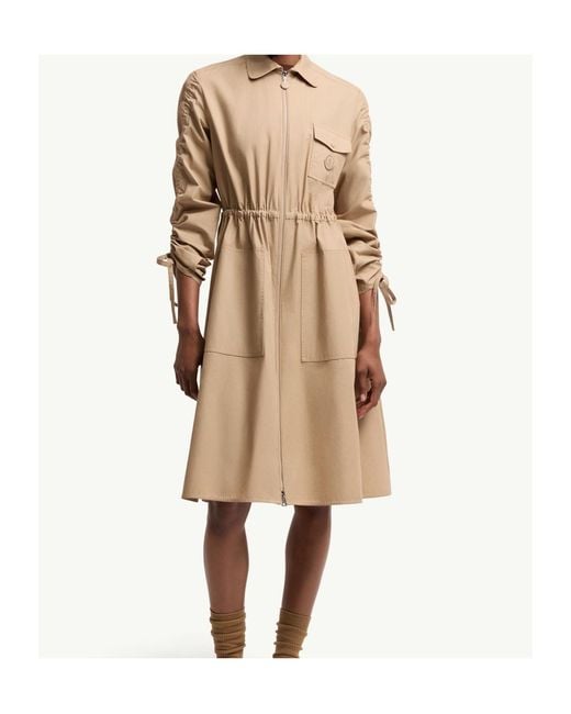 Moncler Natural Cotton Poplin Shirt Dress