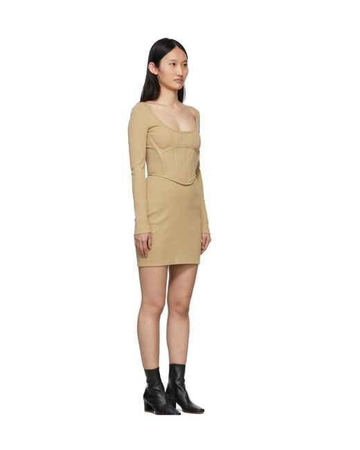 Dion Lee Natural Corset Long-Sleeve Mini Dress
