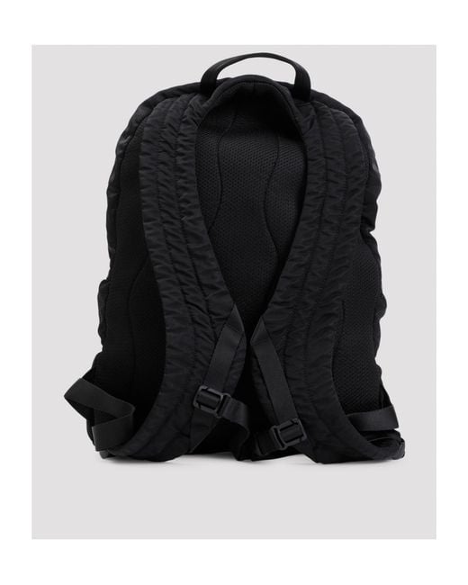 C P Company Black Nylon B Lens Backpack for men